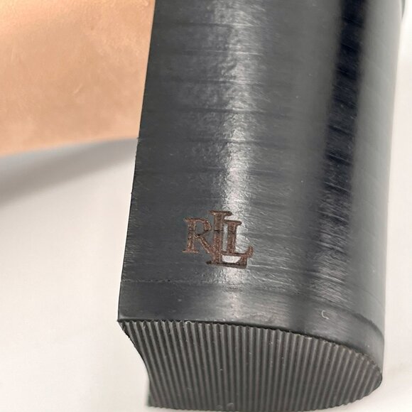 Lauren Ralph Lauren Freddi Black Leather Slip-On Heels Size 8 B Tumbled Leather - Picture 10 of 15